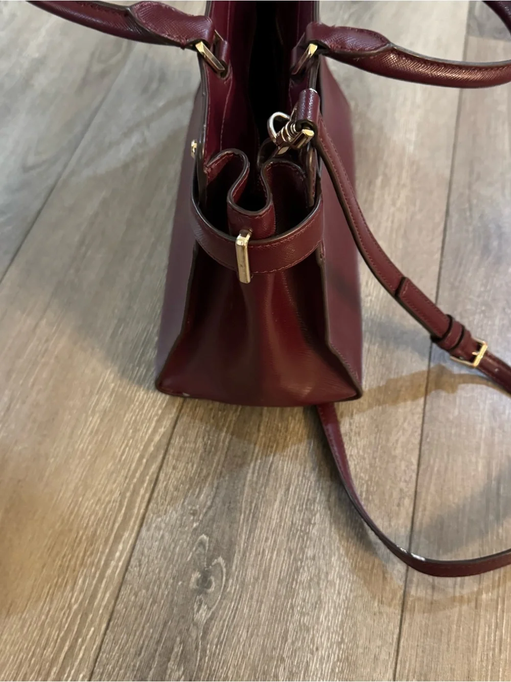 Kate Spade Staci Medium satchel Cherrywood Leather Satchel with Crossbody Strap